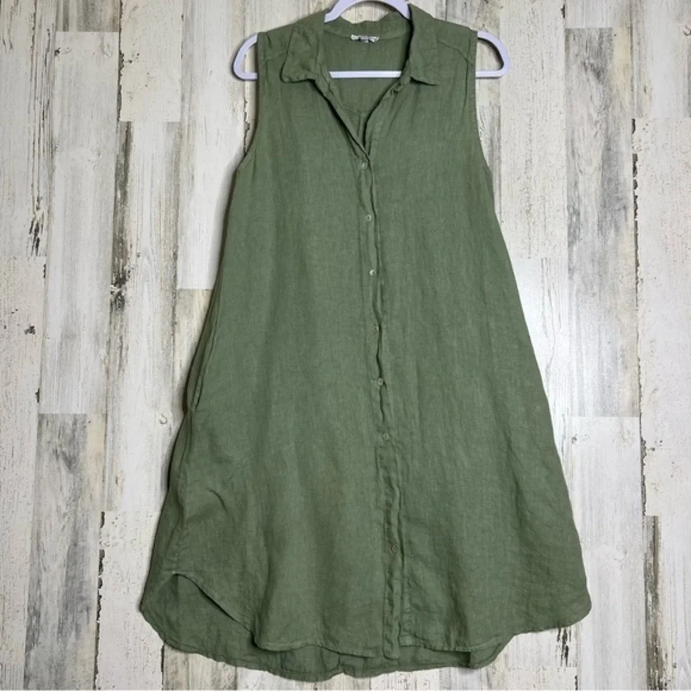 Olive Green Sleeveless Midi Dress - Picture 9 of 9
